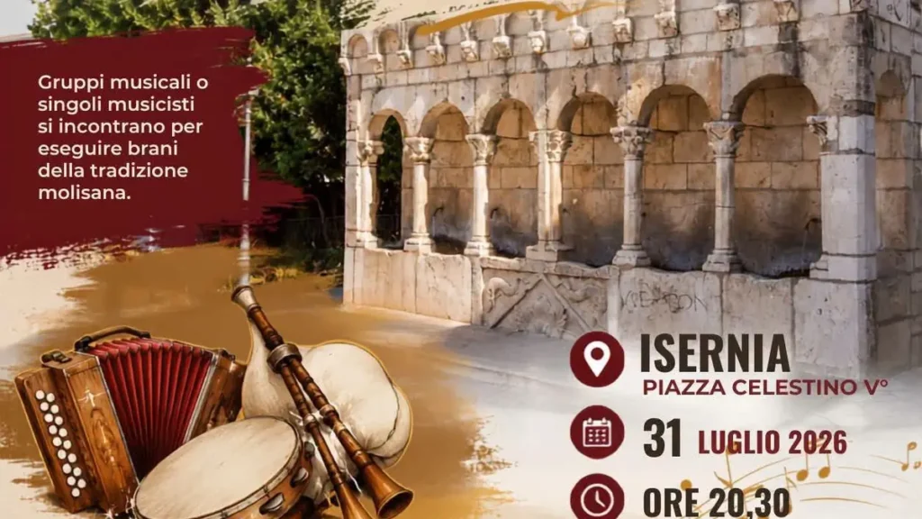 Locandina ufficiale di "Suoni della Tradizione – In Libertà", 31 luglio 2026, Piazza Celestino V, Isernia — Gruppo Folk Città di Isernia