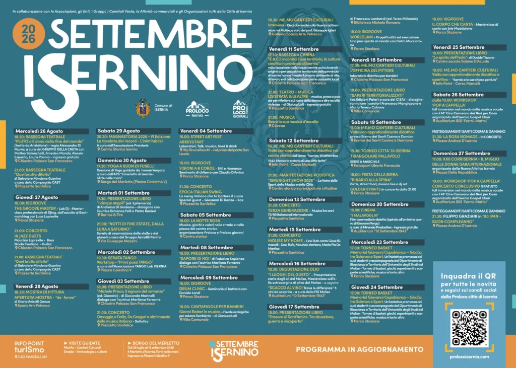 Programma completo del Settembre Isernino 2026 a Isernia