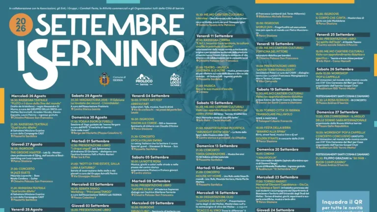 Locandina del programma completo Settembre Isernino 2026