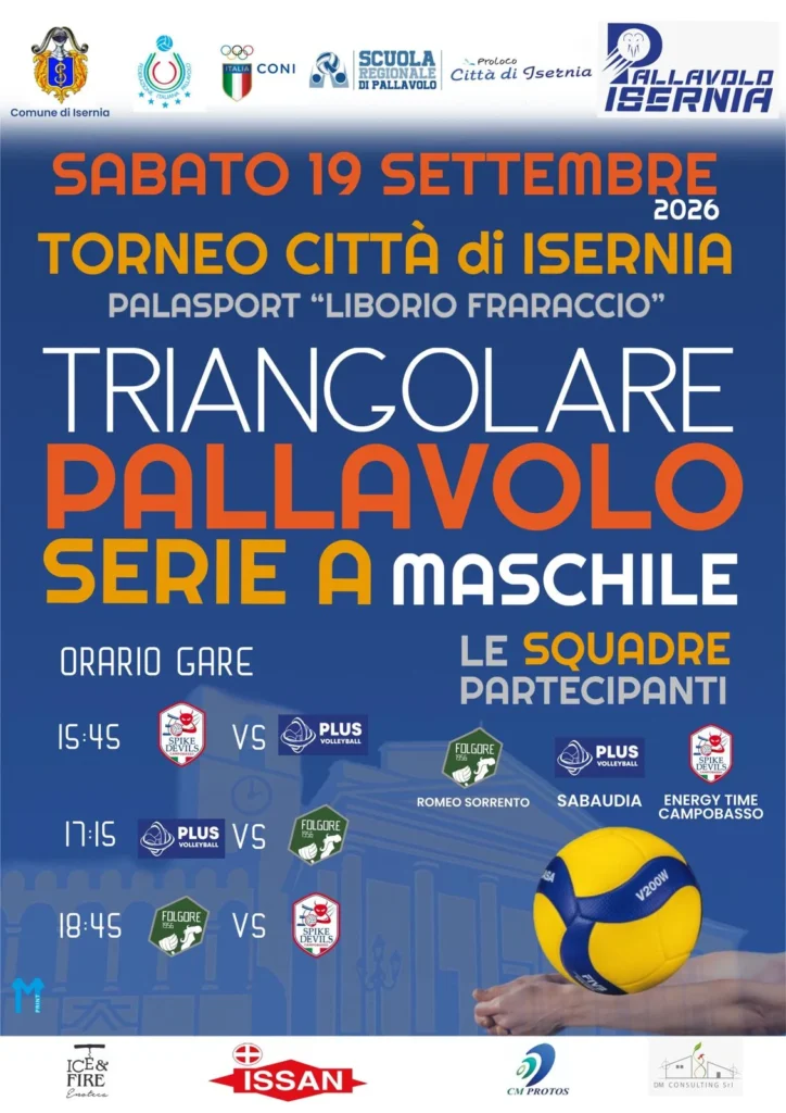 Locandina del Torneo Città di Isernia, triangolare di pallavolo Serie A maschile